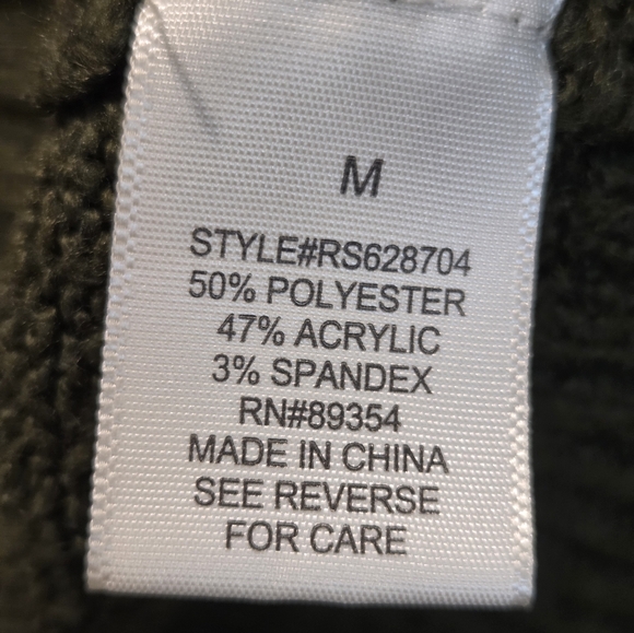 Ultra Flirt Olive Green Mock Neck Sweater with Contrast Sleeve Motifs - Picture 3 of 8